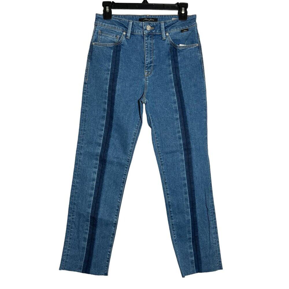 NWT MAVI NIKI High Rise Straight Crop Jeans SIZE 27 Striped Denim NEW